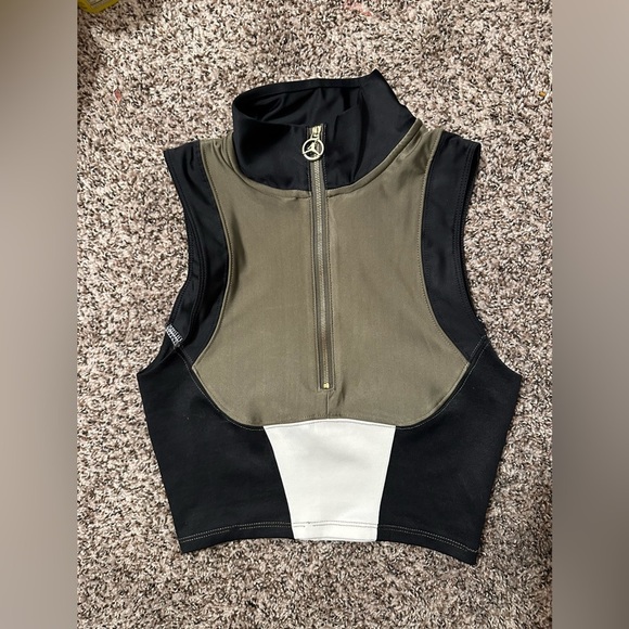 Nike Air Jordan x Aleali May Olive & Black Sleeveless Crop Top - Picture 1 of 4